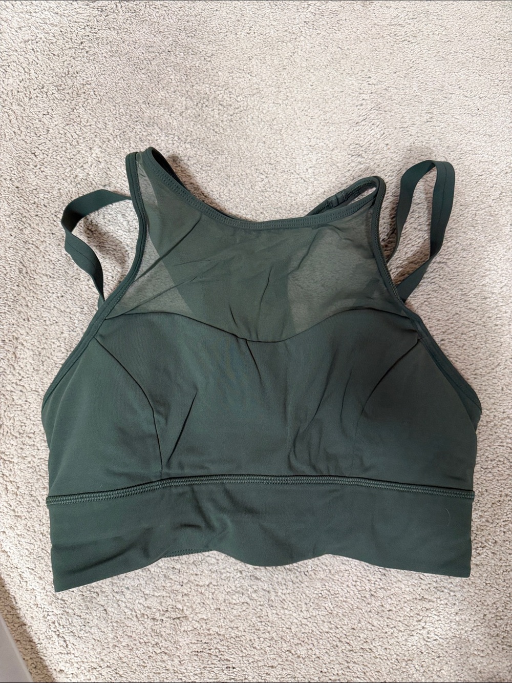 lululemon athletica Dark Green High-Neck Mesh Sports Bra